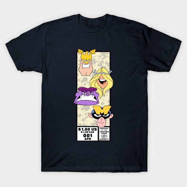 Justice Friends Comic Heads T-Shirt by FlamingFox
